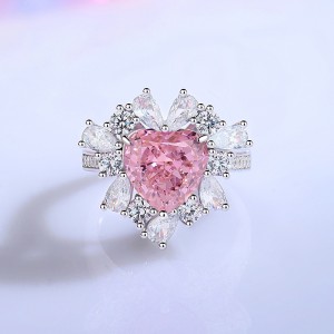 8A High Carbon Flower Zirconia Heart Ring 70300091
