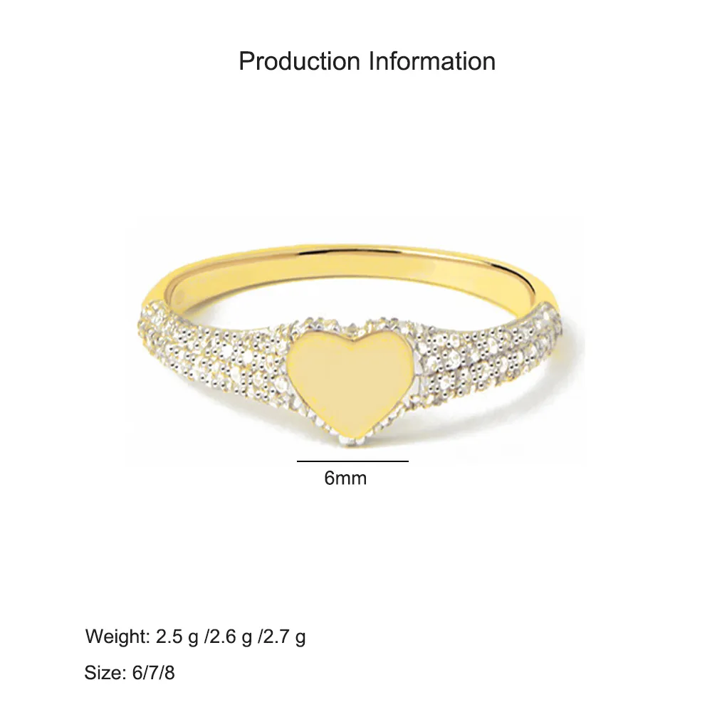 925 Sterling Silver Pave CZ Heart Signet Statement Ring 70300093 - image2