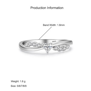 925 Sterling Silver Crossover Heart CZ Band Ring 70300094 925 Sterling Silver Crossover Heart CZ Band Ring 70300094