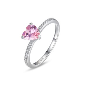925 Sterling Silver Romantic Pink Heart CZ Ring 70300095 925 Sterling Silver Romantic Pink Heart CZ Ring 70300095