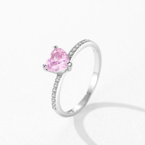 925 Sterling Silver Romantic Pink Heart CZ Ring 70300095 925 Sterling Silver Romantic Pink Heart CZ Ring 70300095