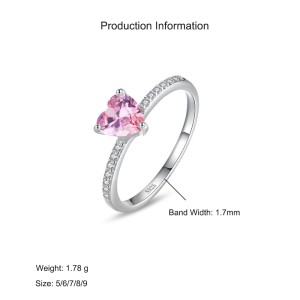 925 Sterling Silver Romantic Pink Heart CZ Ring 70300095 925 Sterling Silver Romantic Pink Heart CZ Ring 70300095