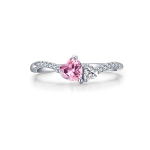 925 Sterling Silver Romantic Love Pink Heart CZ Ring 70300096 925 Sterling Silver Romantic Love Pink Heart CZ Ring 70300096