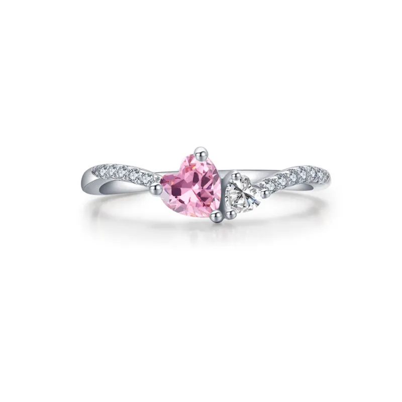 925 Sterling Silver Romantic Love Pink Heart CZ Ring 70300096 925 Sterling Silver Romantic Love Pink Heart CZ Ring 70300096