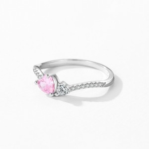 925 Sterling Silver Romantic Love Pink Heart CZ Ring 70300096 925 Sterling Silver Romantic Love Pink Heart CZ Ring 70300096