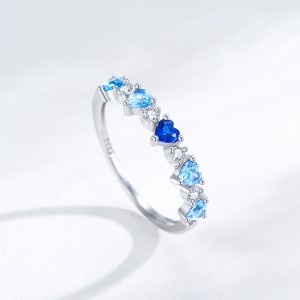 925 Sterling Silver Aquamarine Heart Zircon Ring 70300097 925 Sterling Silver Aquamarine Heart Zircon Ring 70300097