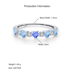 925 Sterling Silver Aquamarine Heart Zircon Ring 70300097 925 Sterling Silver Aquamarine Heart Zircon Ring 70300097