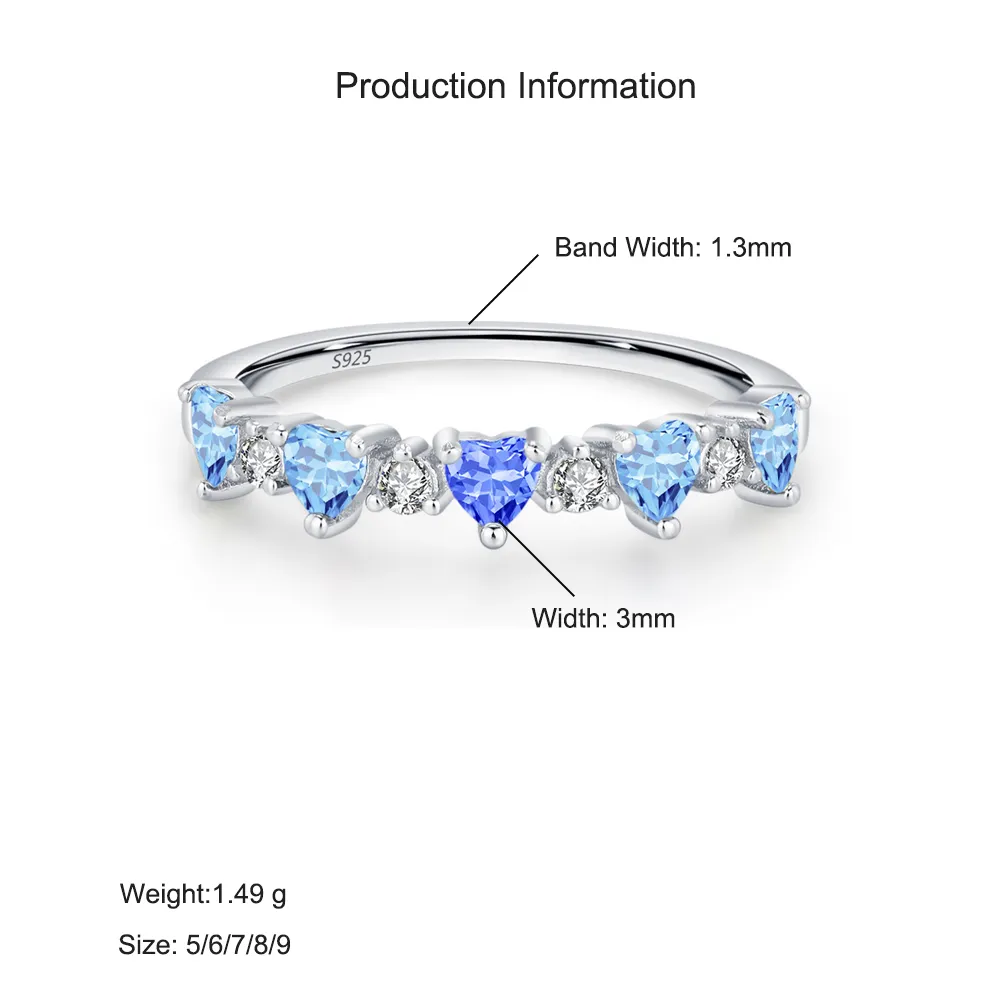 925 Sterling Silver Aquamarine Heart Zircon Ring 70300097 - image2