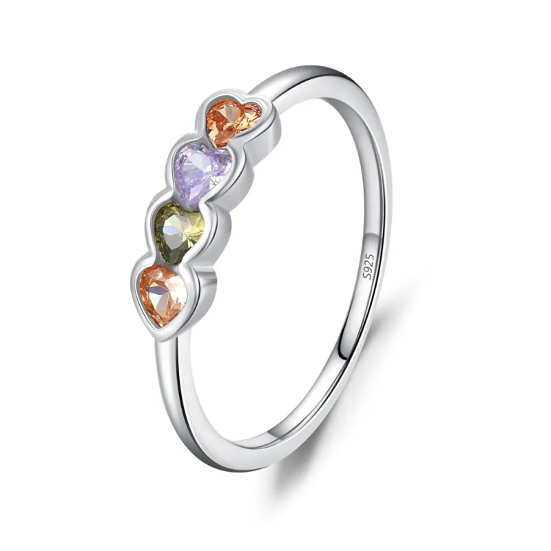 925 Sterling Silver Multicolor Heart Zircon Ring 70300098 925 Sterling Silver Multicolor Heart Zircon Ring 70300098