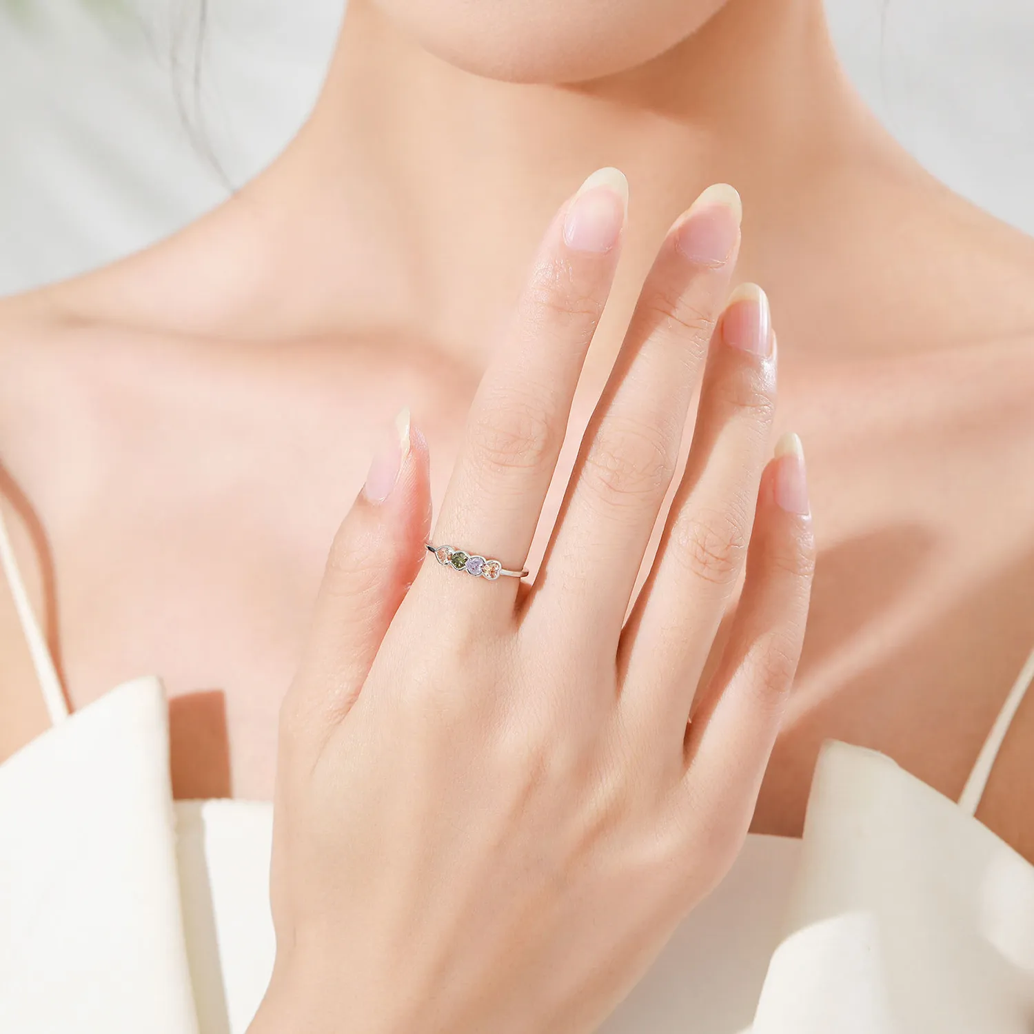 925 Sterling Silver Multicolor Heart Zircon Ring 70300098 - image1