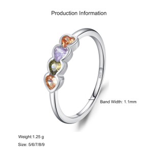 925 Sterling Silver Multicolor Heart Zircon Ring 70300098 925 Sterling Silver Multicolor Heart Zircon Ring 70300098