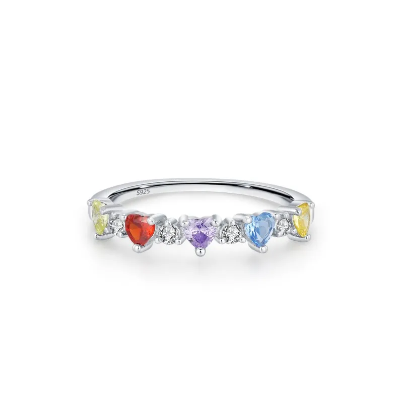 925 Sterling Silver Multicolor Heart Zircon Ring 70300099 925 Sterling Silver Multicolor Heart Zircon Ring 70300099