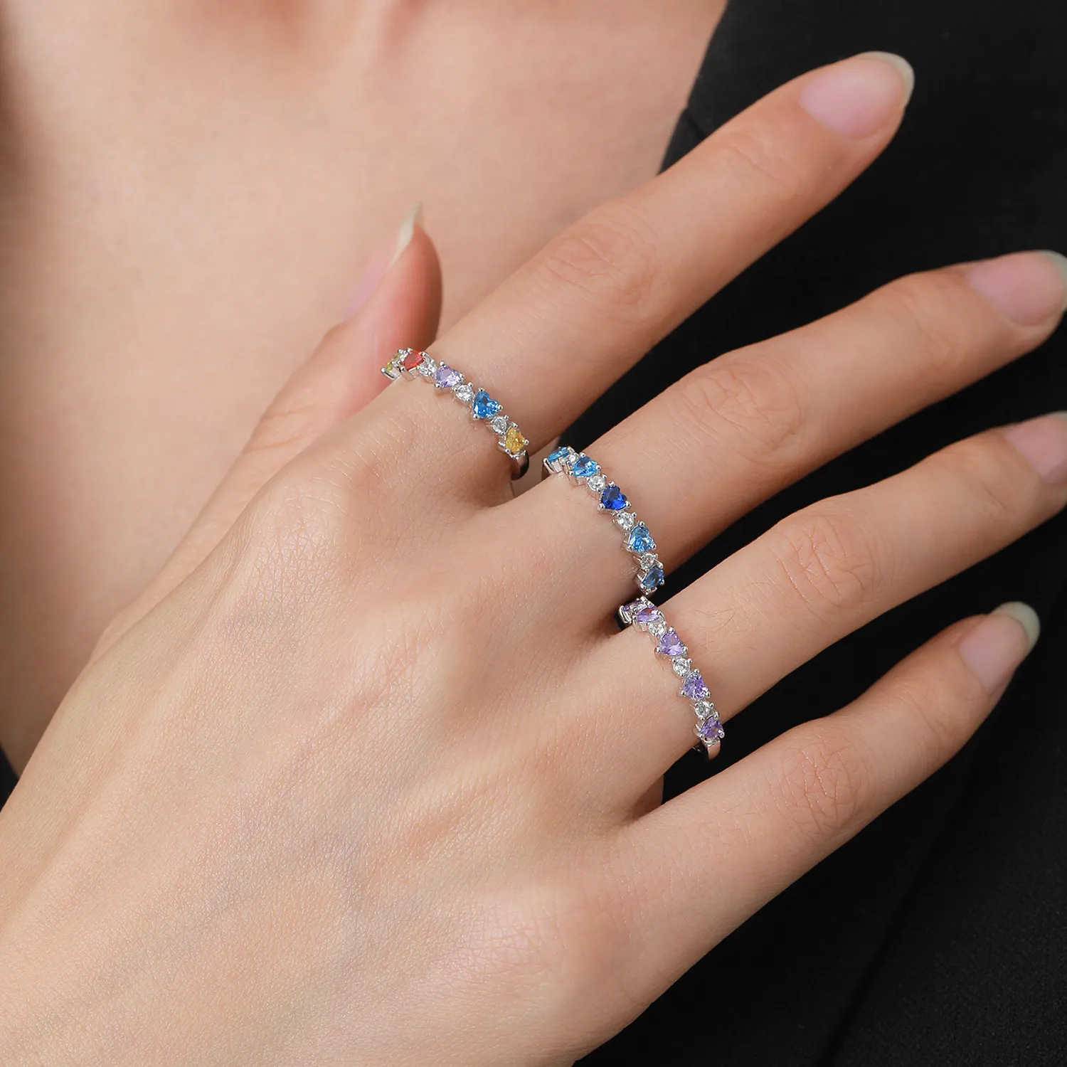 925 Sterling Silver Purple Heart Zircon Ring 70300100 - image1