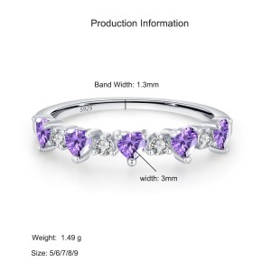925 Sterling Silver Purple Heart Zircon Ring 70300100 925 Sterling Silver Purple Heart Zircon Ring 70300100