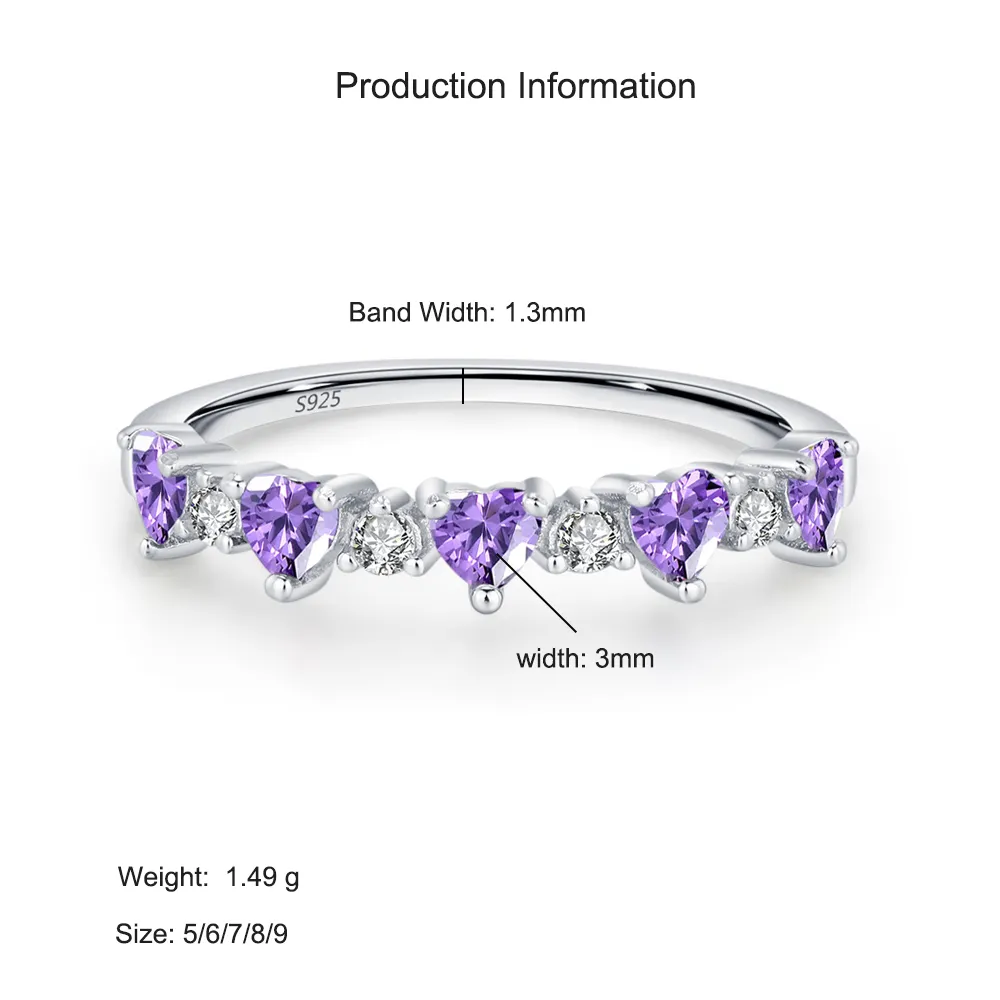 925 Sterling Silver Purple Heart Zircon Ring 70300100 - image2