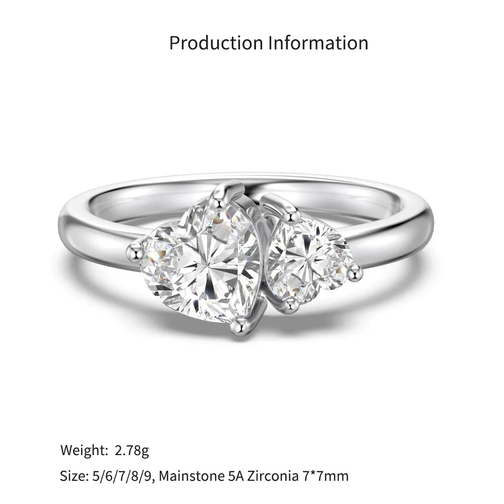 925 Sterling Silver Double Heart Band Ring 70300101 - image2