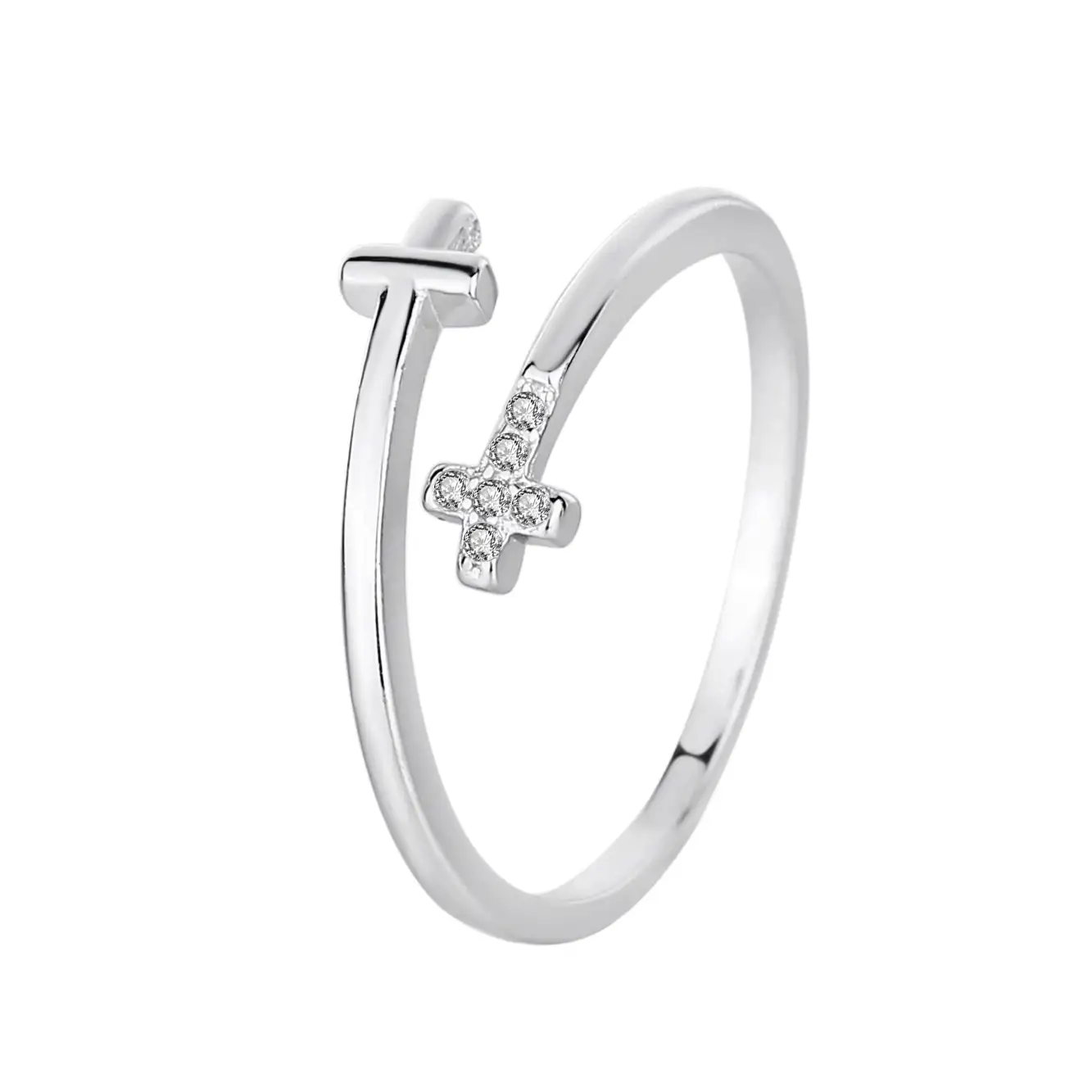 Silver Cubic Zirconia Cross Toe Ring 70400006