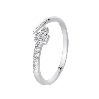 Silver Cubic Zirconia Cross Toe Ring 70400007