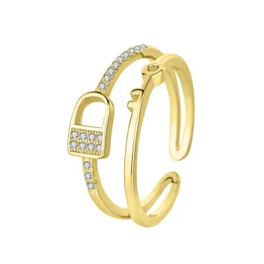 Silver Cubic Zirconia Lock Key Toe Ring 70400013