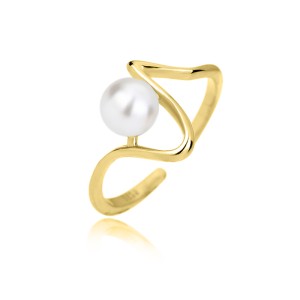 925 Sterling Silver Waved Pearl Toe Ring 70400028