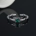 925 Sterling Silver Chain Green Zirconia Toe Rings 70400030