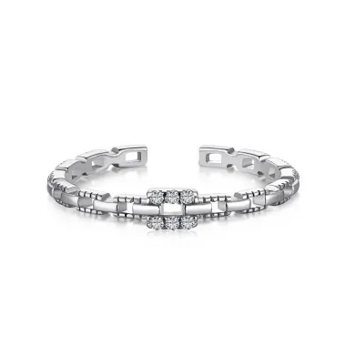 925 Sterling Silver CZ Link Chain Open Rings 70400038