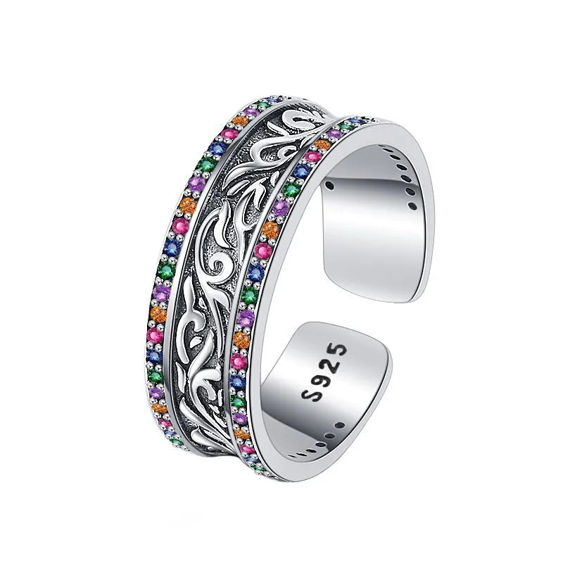 Rainbow Zirconia Grass Herb Flower Open Rings 70400044 Rainbow Zirconia Grass Herb Flower Open Rings 70400044