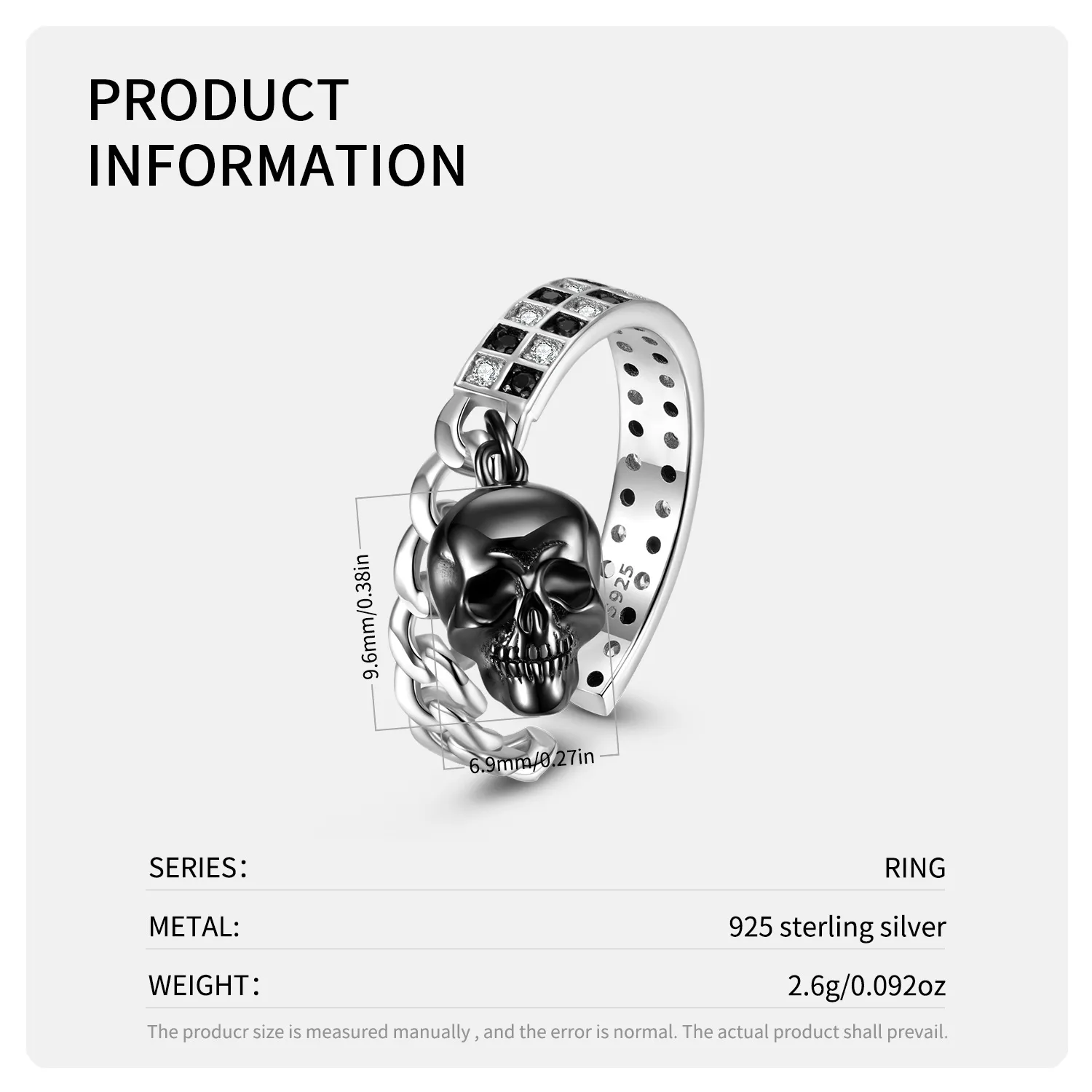 Mosaic Zirconia Skull Open Rings 70400047 - image2