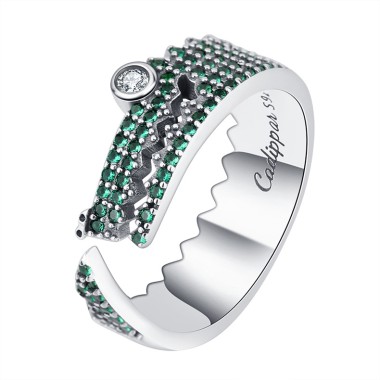 Silver Zirconia Crocodile Open Rings 70400055