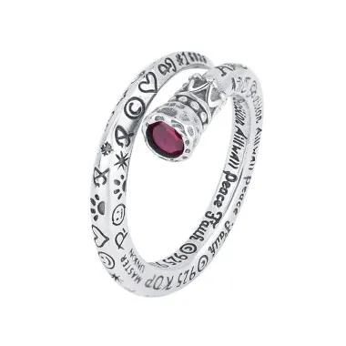 Vintage Engraved Letters Zirconia Open Rings 70400059