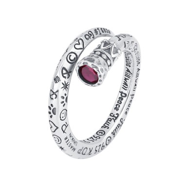 Vintage Engraved Letters Zirconia Open Rings 70400059