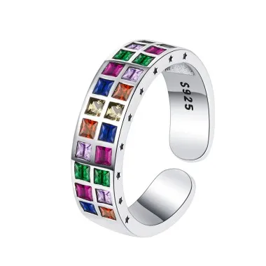 Wide Rainbow Zirconia Open Rings 70400064