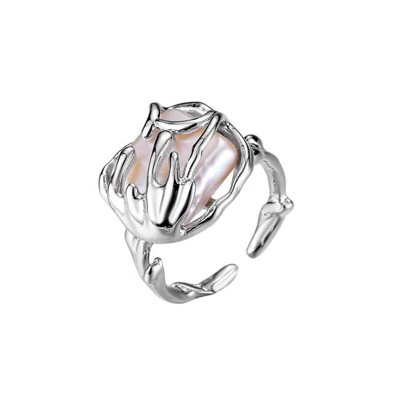 Baroque Geometric Pearl Open Rings 70400070