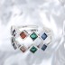 Shiny Rainbow Square Zirconia Open Rings 70400077