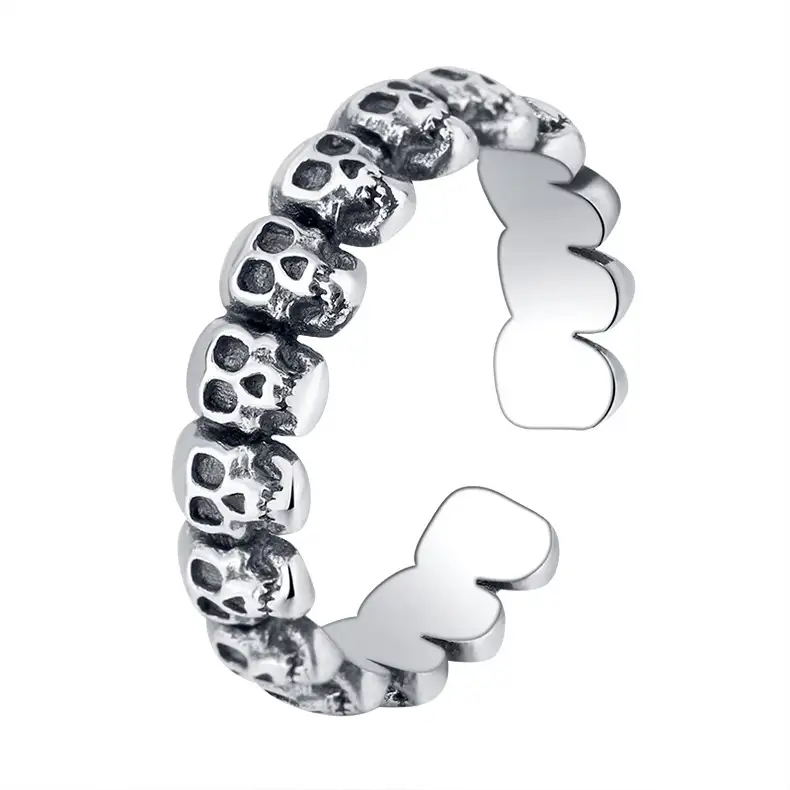 Vintage Gothic Punk Skulls Open Rings 70400086