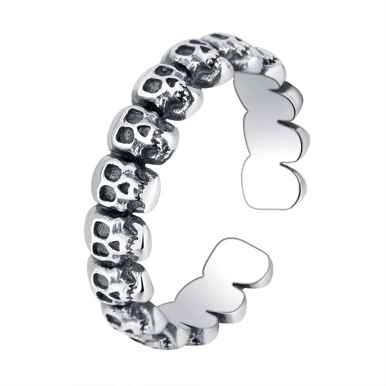 Vintage Gothic Punk Skulls Open Rings 70400086