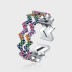 Curved Wave Rainbow Zirconia Open Rings 70400088