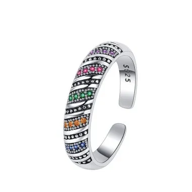 Vintage Colorful Zirconia Dots Open Rings 70400089