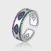 Wide Rainbow Zirconia Evil Eye Open Rings 70400098