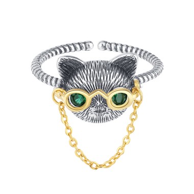Vintage Doctor Cat Chain Open Rings 70400101