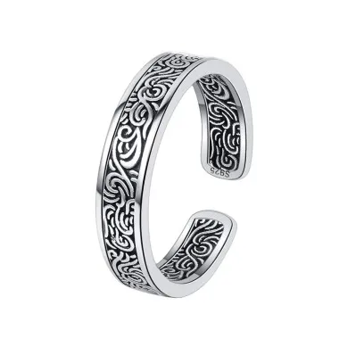 Vintage Silver Tan Cao Flower Toe Rings 70400114