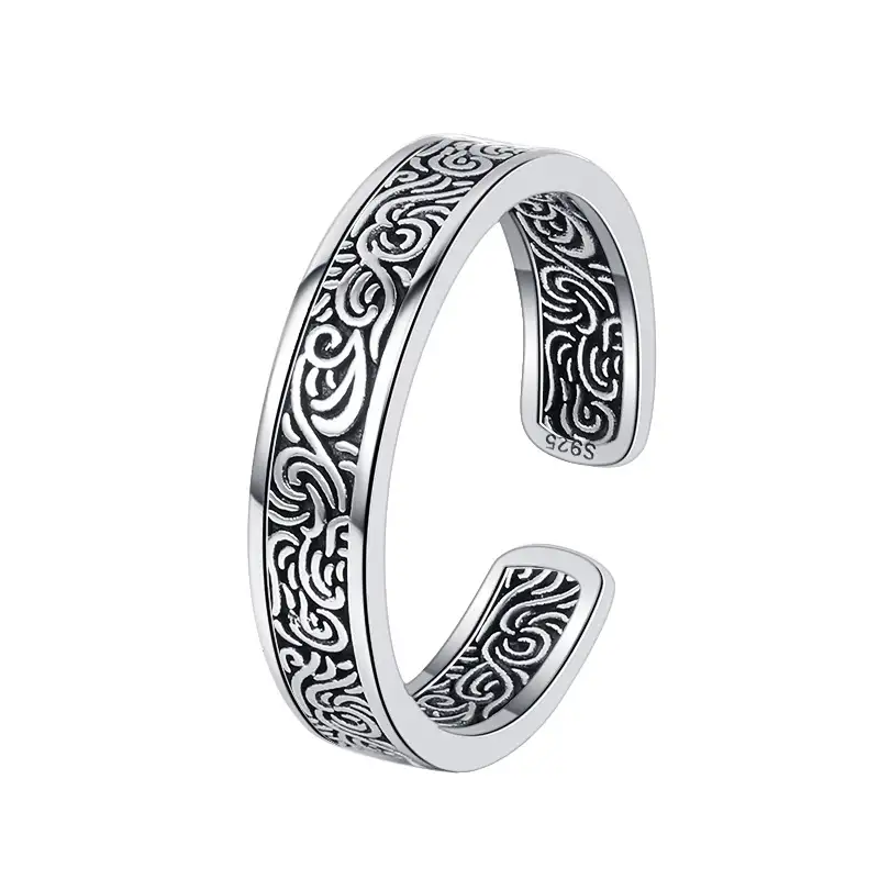 Vintage Silver Tan Cao Flower Toe Rings 70400114