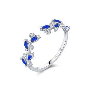 S925 Vintage Zirconia Leaf Open Ring 70400151