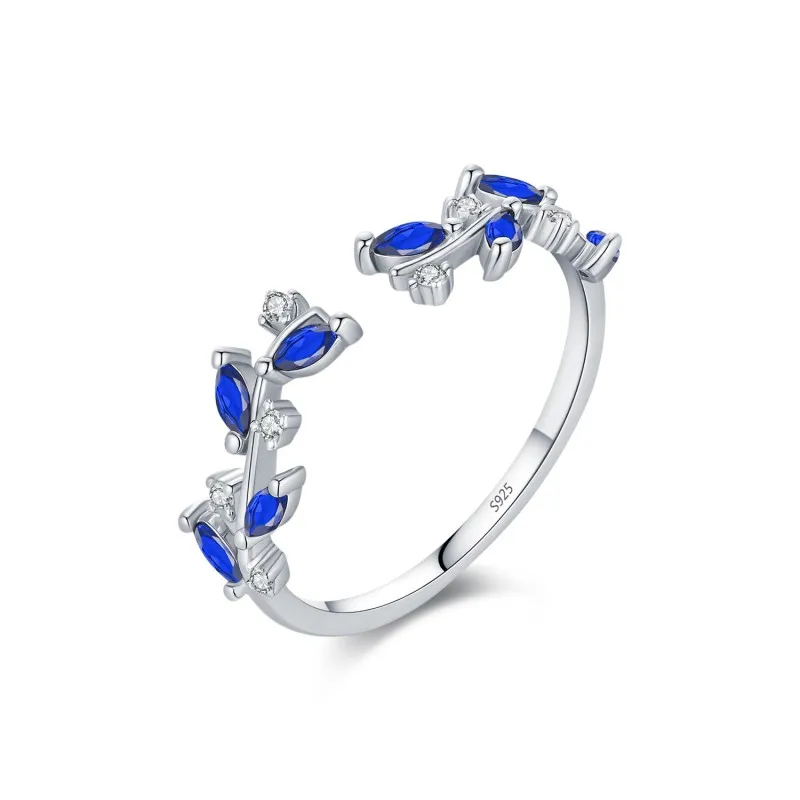 S925 Vintage Zirconia Leaf Open Ring 70400151