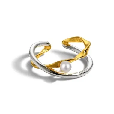 Stylish Twisted Lines Pearl Toe Ring 70400187
