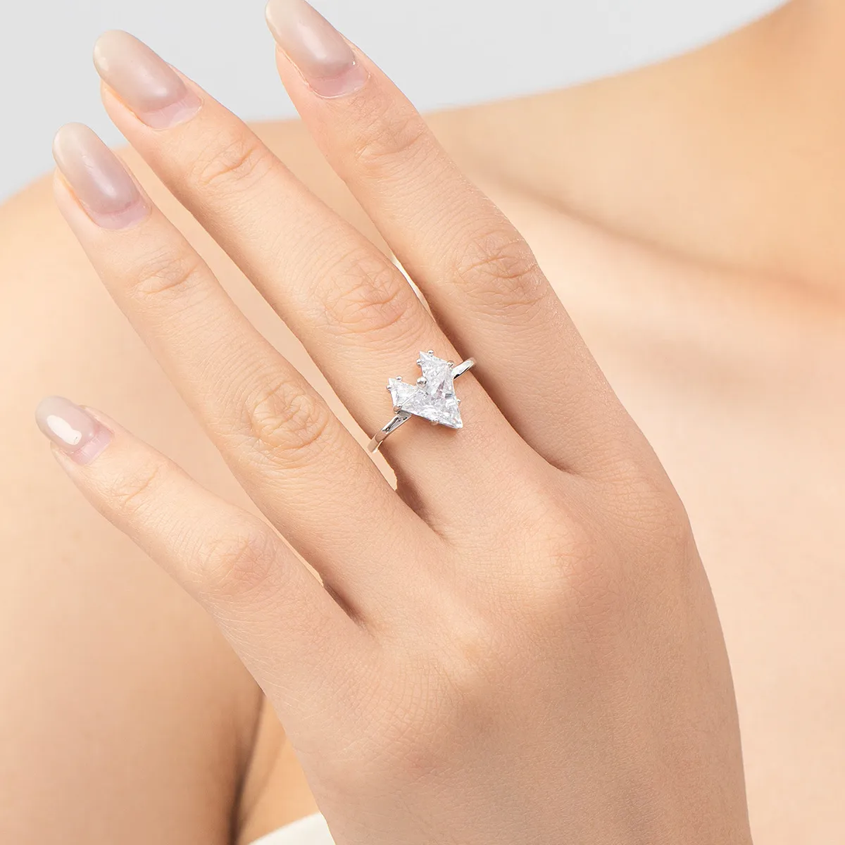 Unique Square Geometric Heart Zirconia Toe Ring 70400219 - image1