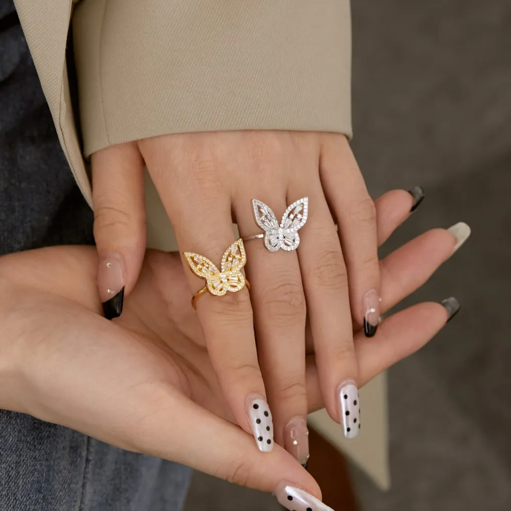 Shiny Zirconia Butterfly Open Rings 70400223 - image1