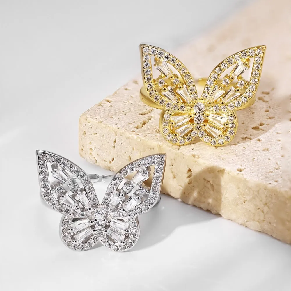 Shiny Zirconia Butterfly Open Rings 70400223 - image3
