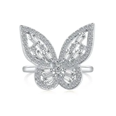 Shiny Zirconia Butterfly Open Rings 70400223