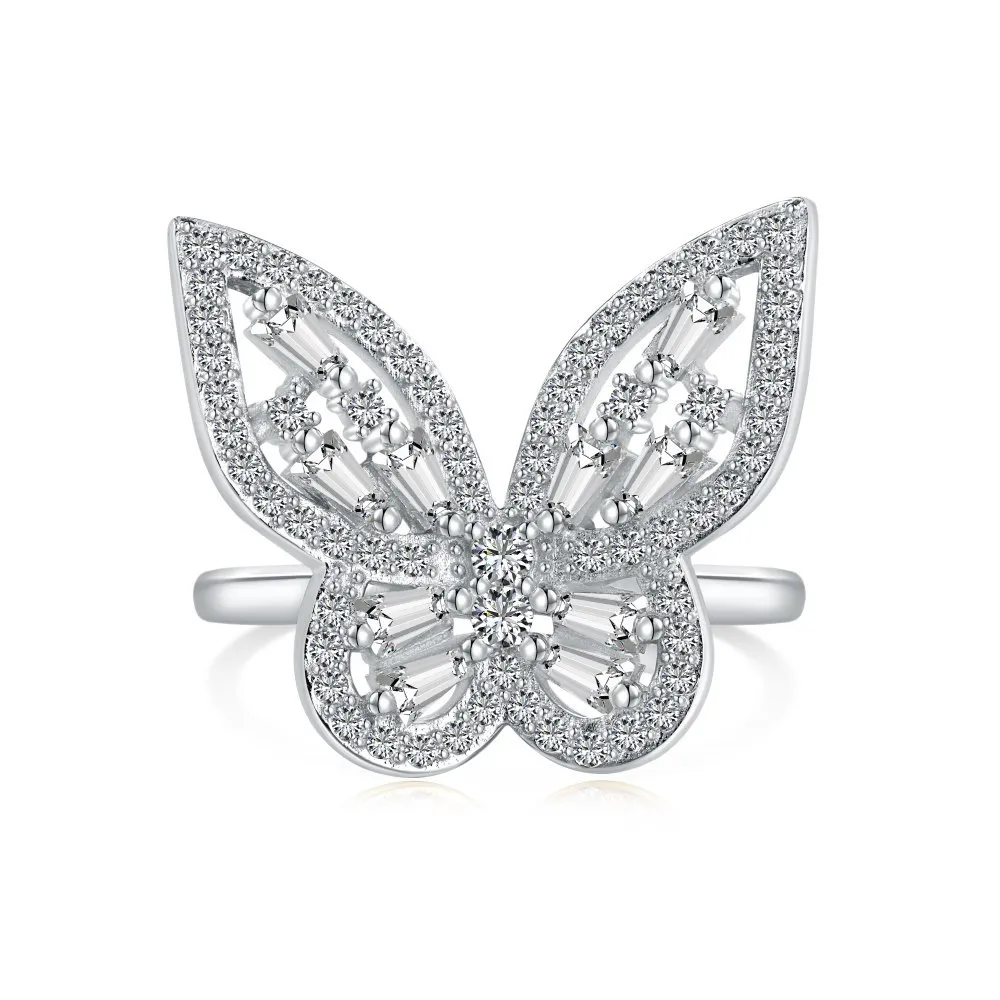 Shiny Zirconia Butterfly Open Rings 70400223